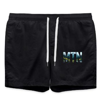 Mountains MTN – Nature & Mountain Landscape Outdoor - Swim Trunks - black - Front - AI Model Male 185 light (185cm)