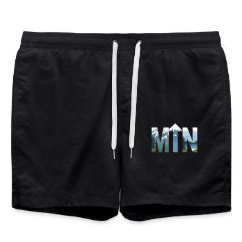Mountains MTN – Nature & Mountain Landscape Outdoor - Swim Trunks - black - Front - AI Model Male 185 light (185cm)