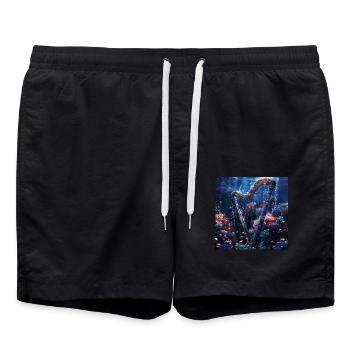 Harfe - Badeshorts - Schwarz - Vorne - AI Model Male 185 light (185cm)