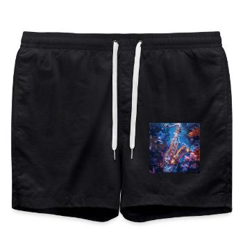 Saxophon - Badeshorts - Schwarz - Vorne - AI Model Male 185 light (185cm)