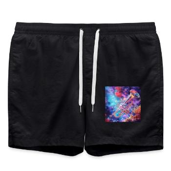 Trompete - Badeshorts - Schwarz - Vorne - AI Model Male 185 light (185cm)