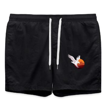 Adler mit Sonnenuntergang Hintergrund Eagle with - Badeshorts - Schwarz - Vorne - AI Model Male 185 light (185cm)