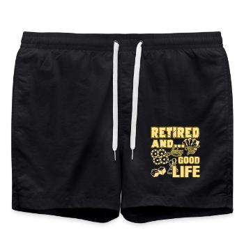 Retired And Living The Good Life - Swim Trunks - black - Front - AI Model Male 185 light (185cm)