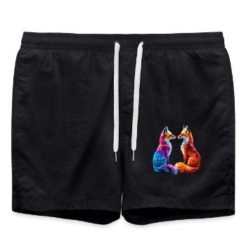 Funny Fox Fox Art Animal Nature Wildlife Animals - Swim Trunks - black - Front - AI Model Male 185 light (185cm)