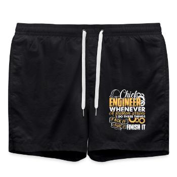 Chief Engineer Solves Problem - Swim Trunks - black - Front - AI Model Male 185 light (185cm)