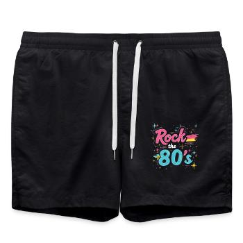 Rock Les années 80 Fête Fête Look rétro des années 80 - Short de bain - noir - Devant - AI Model Male 185 light (185cm)