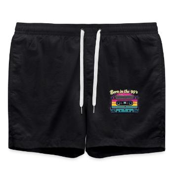 Né dans les années 90 Cassette Look rétro Fans des années 90 - Short de bain - noir - Devant - AI Model Male 185 light (185cm)