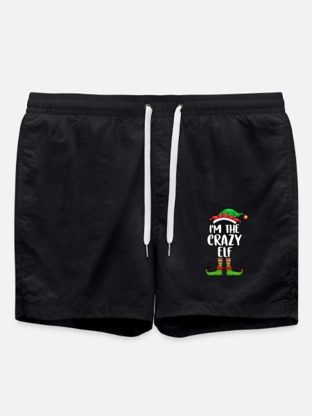 I'm The Crazy Elf Shirt Matching Family Christmas - Swim Trunks - black