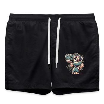 Woman says no! - Swim Trunks - black - Front - AI Model Male 185 light (185cm)