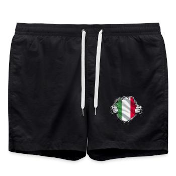 Italian flag in heart-tearing motif - Swim Trunks - black - Front - AI Model Male 185 light (185cm)