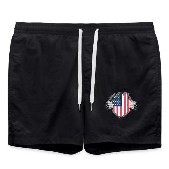 American flag unveiling design - Swim Trunks - black - Front - AI Model Male 185 light (185cm)