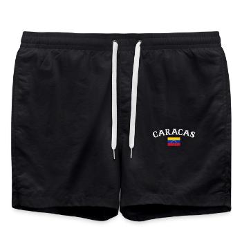 Caracas Venezuela Vintage Venezolanische Flagge - Badeshorts - Schwarz - Vorne - AI Model Male 185 light (185cm)