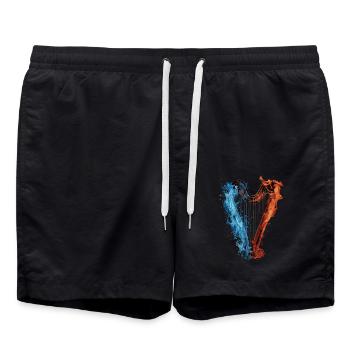 Harfe - Badeshorts - Schwarz - Vorne - AI Model Male 185 light (185cm)