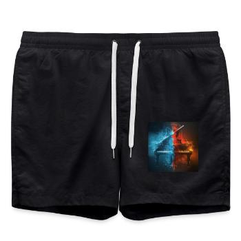 Klavier - Badeshorts - Schwarz - Vorne - AI Model Male 185 light (185cm)