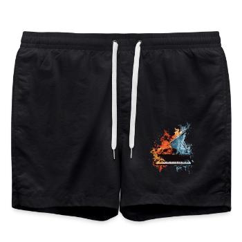 Klavier - Badeshorts - Schwarz - Vorne - AI Model Male 185 light (185cm)