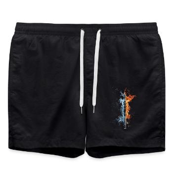 Querflöte - Badeshorts - Schwarz - Vorne - AI Model Male 185 light (185cm)