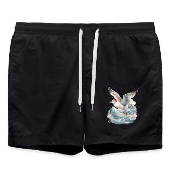 Noël Maritime Père Noël Mouette Seagulls Noël - Short de bain - noir - Devant - AI Model Male 185 light (185cm)