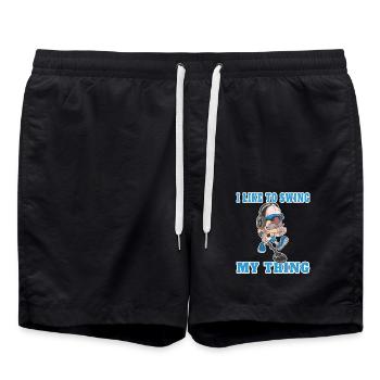 I Like To Swing My Thing Headphone Guy With Humor - Swim Trunks - black - Front - AI Model Male 185 light (185cm)