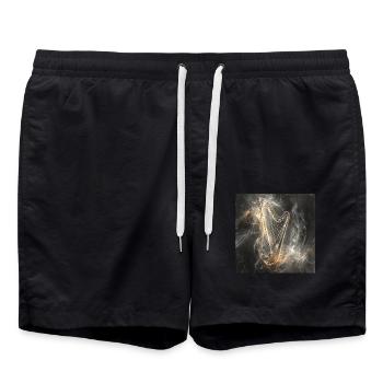 Harfe - Badeshorts - Schwarz - Vorne - AI Model Male 185 light (185cm)