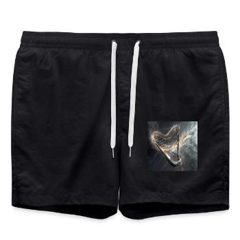 Harfe - Badeshorts - Schwarz - Vorne - AI Model Male 185 light (185cm)