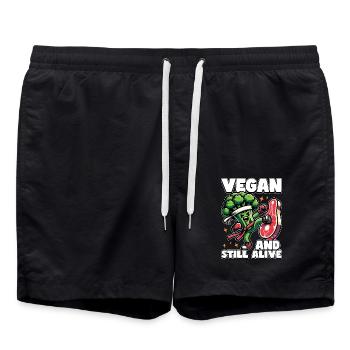 Vegetarian Vegan And Still Alive Animal Welfare - Badeshorts - Schwarz - Vorne - AI Model Male 185 light (185cm)