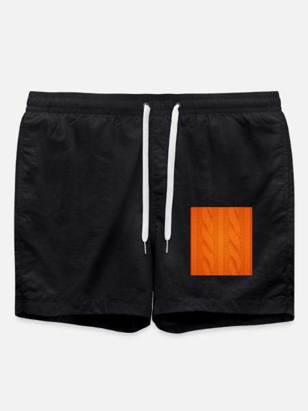 Orange gestricktes Muster Design Orange Knitted - Badeshorts - Schwarz