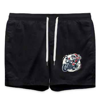 Cool Santa Claus on Motorcycle Men Funny - Swim Trunks - black - Front - AI Model Male 185 light (185cm)