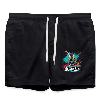 Skate Life Skateboard Skater Skateboarding - Short de bain - noir - Devant - AI Model Male 185 light (185cm)