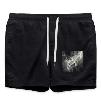 Saxophon - Badeshorts - Schwarz - Vorne - AI Model Male 185 light (185cm)