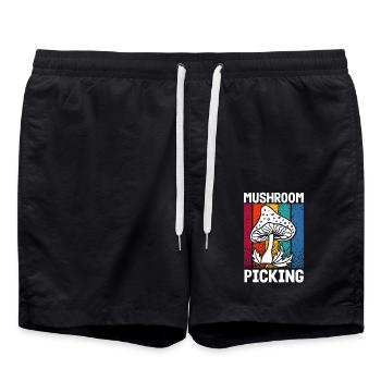 Pilzsammler Vintage Streifen Design - Badeshorts - Schwarz - Vorne - AI Model Male 185 light (185cm)