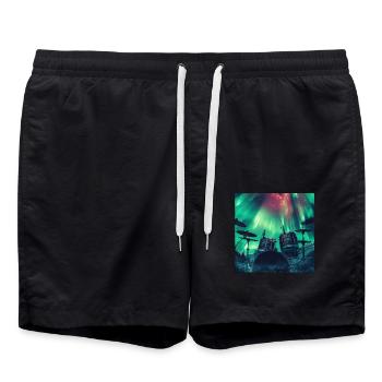 Schlagzeug - Badeshorts - Schwarz - Vorne - AI Model Male 185 light (185cm)