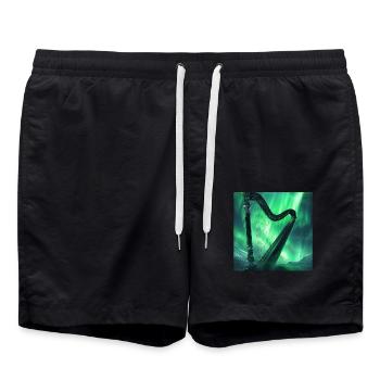 Harfe - Badeshorts - Schwarz - Vorne - AI Model Male 185 light (185cm)