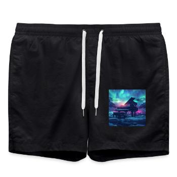 Klavier - Badeshorts - Schwarz - Vorne - AI Model Male 185 light (185cm)