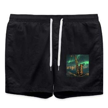 Saxophon - Badeshorts - Schwarz - Vorne - AI Model Male 185 light (185cm)
