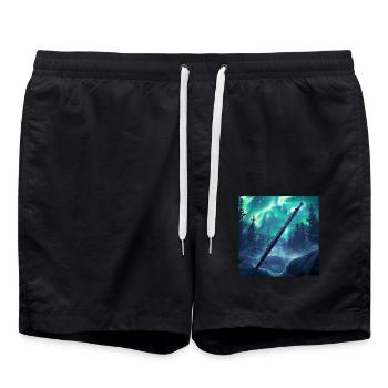 Querflöte - Badeshorts - Schwarz - Vorne - AI Model Male 185 light (185cm)