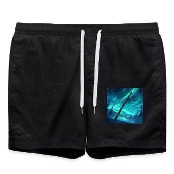 Querflöte - Badeshorts - Schwarz - Vorne - AI Model Male 185 light (185cm)