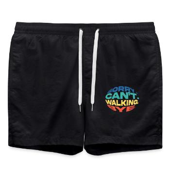 Farbenfrohe Botschaft: Sorry, Can't. Walking, Bye - Badeshorts - Schwarz - Vorne - AI Model Male 185 light (185cm)
