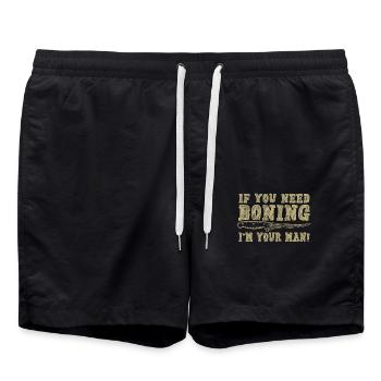 Si vous avez besoin d’être désossé I’m your man – Humour pour les chefs - Short de bain - noir - Devant - AI Model Male 185 light (185cm)