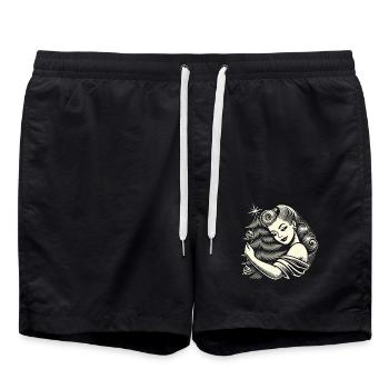 Femme de Noël Vintage Rétro avec Sapin de Noël - Short de bain - noir - Devant - AI Model Male 185 light (185cm)