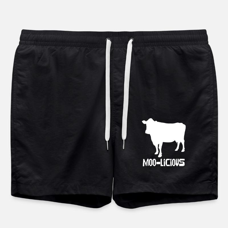 Moo-Licious Cow Silhouette Fun - Swim Trunks - black