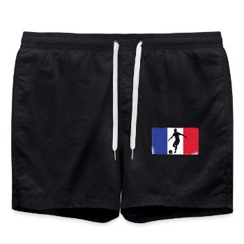 Silhouette de match de football français devant le drapeau - Short de bain - noir - Devant - AI Model Male 185 light (185cm)