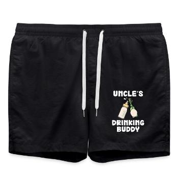 Uncle's Drinking Buddy Funny Motif - Swim Trunks - black - Front - AI Model Male 185 light (185cm)