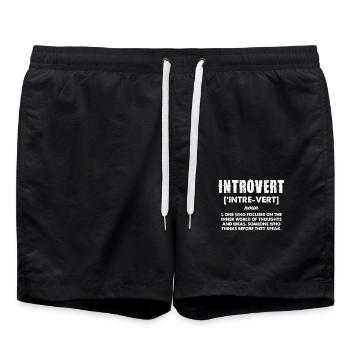 Introvert Definition Humor Statement - Swim Trunks - black - Front - AI Model Male 185 light (185cm)