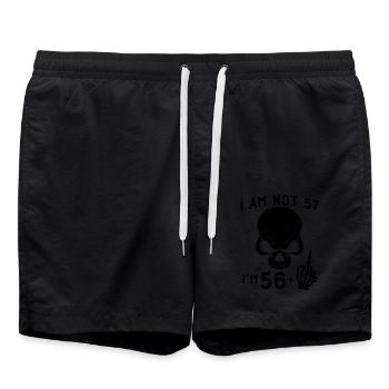 I Am 56 Plus Middle Finger - 57th Birthday - Swim Trunks - black - Front - AI Model Male 185 light (185cm)