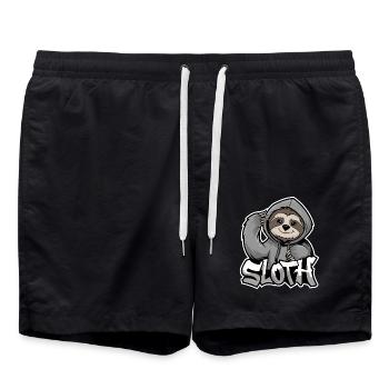 Sloth Hip-Hop Urban Style Funny Animal - Swim Trunks - black - Front - AI Model Male 185 light (185cm)