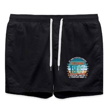 37e anniversaire Décembre 1987 idée Cadeau 37 ans - Short de bain - noir - Devant - AI Model Male 185 light (185cm)