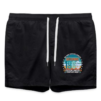 38e anniversaire Décembre 1986 idée Cadeau 38 ans - Short de bain - noir - Devant - AI Model Male 185 light (185cm)
