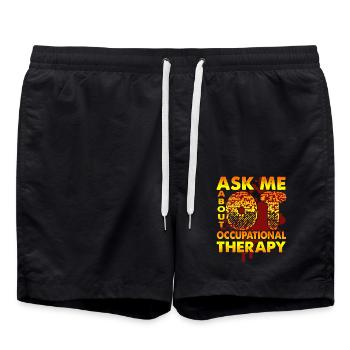 Ask Me About Occupation Therapy - Swim Trunks - black - Front - AI Model Male 185 light (185cm)