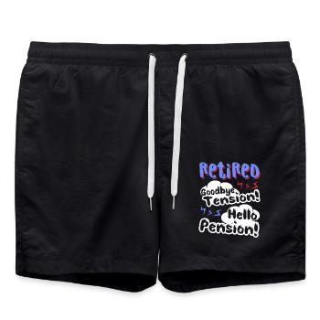 Retired Goodbye Tension Hello Pension - Swim Trunks - black - Front - AI Model Male 185 light (185cm)