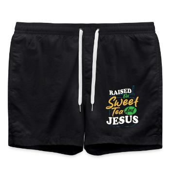 Sweet Tea Girl a grandi avec le thé sucré et Jésus - Short de bain - noir - Devant - AI Model Male 185 light (185cm)